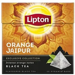 Lipton Orange Jaipur Tea 4 Boxes, 20 Pyramid Tea Bags per box (Black tea with orange)