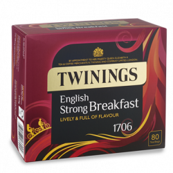 Twinings English Strong Breakfast 1706 – Box of 80 Tea Bags, 2 Boxes, Not Enveloped