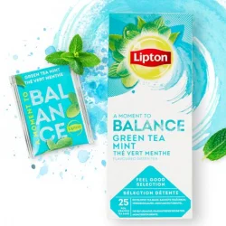 Lipton Green Tea with Mint 6 Boxes, each box has 25 envelope tea bags