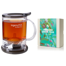 Ingenuitea 2 Loose Tea Teapot with infuser(450g) with Green Tea Sample Set of 4 Flavours