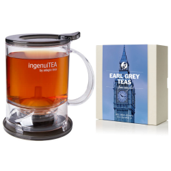 Ingenuitea 2 Loose Tea Teapot with infuser(450g) with Earl Grey Loose Tea Sample Set of 4 Flavours