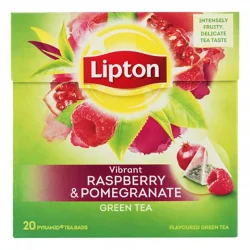 Lipton Green Tea with Raspberry and Pomegranate 4 Boxes, 20 Pyramid Tea Bags per box
